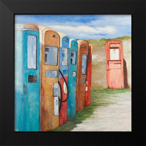 OLD GAS PUMPS Black Modern Wood Framed Art Print by Atelier B Art Studio