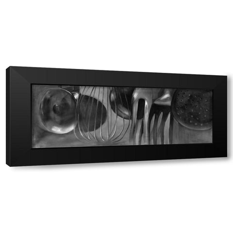 Kitchen Tools Black Modern Wood Framed Art Print by Atelier B Art Studio