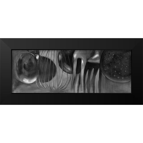 Kitchen Tools Black Modern Wood Framed Art Print by Atelier B Art Studio