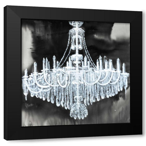 Glam Chandelier Black Modern Wood Framed Art Print by Atelier B Art Studio