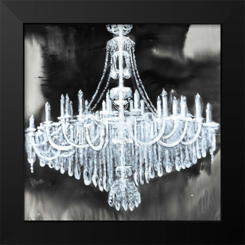 Glam Chandelier Black Modern Wood Framed Art Print by Atelier B Art Studio