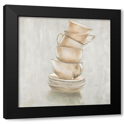 Coffee Mugs Black Modern Wood Framed Art Print with Double Matting by Atelier B Art Studio