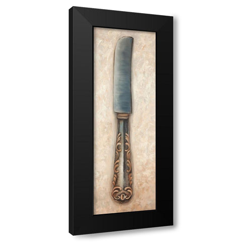 Vintage Butter Knife Black Modern Wood Framed Art Print by Atelier B Art Studio