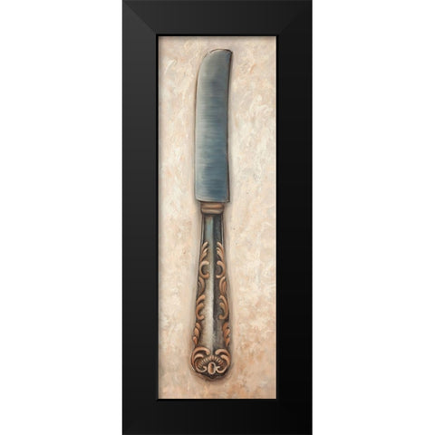 Vintage Butter Knife Black Modern Wood Framed Art Print by Atelier B Art Studio