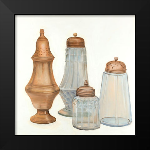 Antique Salt and Pepper Shaker Black Modern Wood Framed Art Print by Atelier B Art Studio