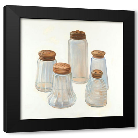 Vintage Salt and Pepper Shaker Black Modern Wood Framed Art Print with Double Matting by Atelier B Art Studio