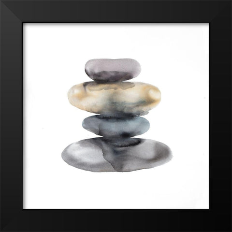 Watercolor Pile of Rocks Black Modern Wood Framed Art Print by Atelier B Art Studio