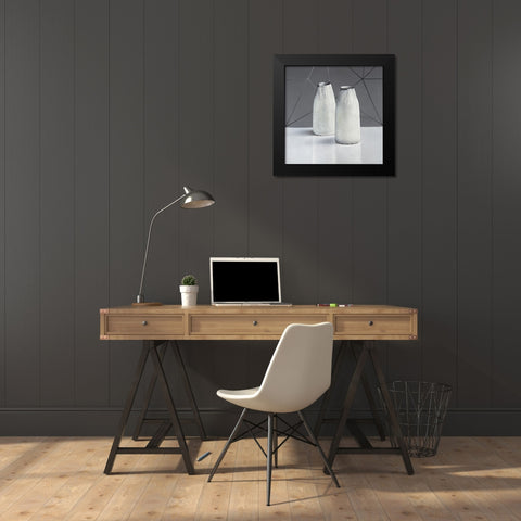VASES Black Modern Wood Framed Art Print by Atelier B Art Studio
