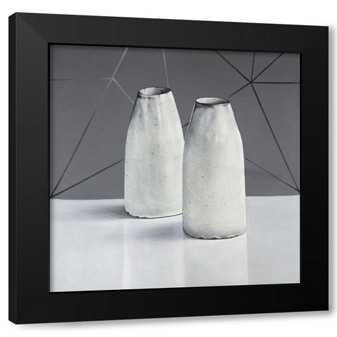 VASES Black Modern Wood Framed Art Print with Double Matting by Atelier B Art Studio