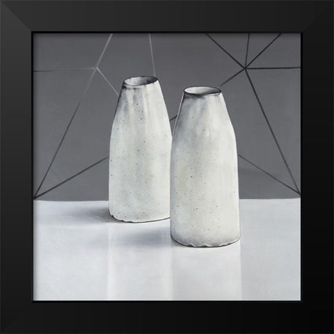 VASES Black Modern Wood Framed Art Print by Atelier B Art Studio