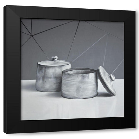 OLD POT WITH LID Black Modern Wood Framed Art Print with Double Matting by Atelier B Art Studio
