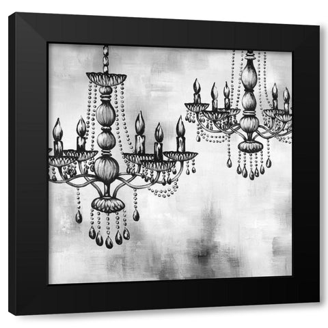 TWO CRYSTAL CHANDELIERS Black Modern Wood Framed Art Print by Atelier B Art Studio