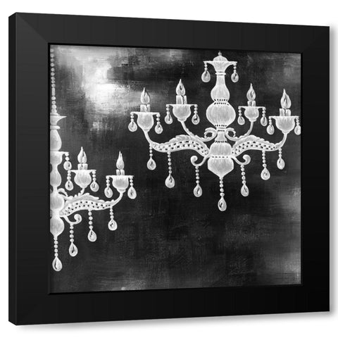 WHITE CHANDELIERS Black Modern Wood Framed Art Print by Atelier B Art Studio