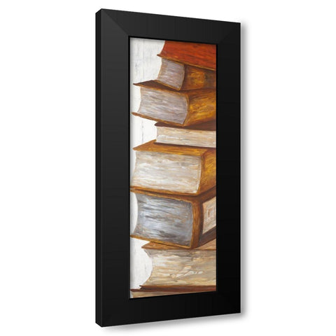 PILE OF BOOKS Black Modern Wood Framed Art Print with Double Matting by Atelier B Art Studio