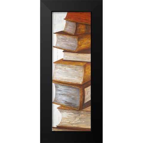 PILE OF BOOKS Black Modern Wood Framed Art Print by Atelier B Art Studio