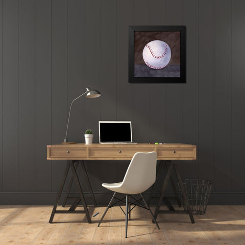BASEBALL BALL Black Modern Wood Framed Art Print by Atelier B Art Studio