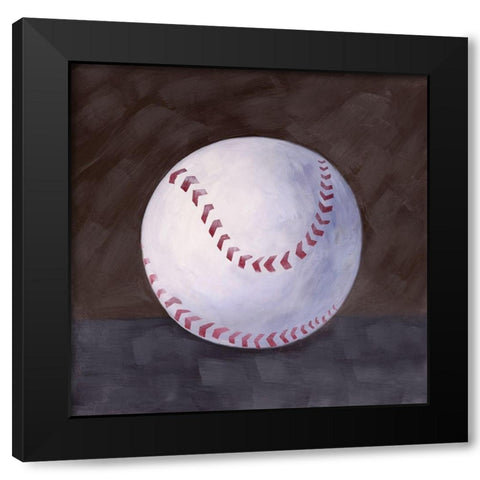 BASEBALL BALL Black Modern Wood Framed Art Print with Double Matting by Atelier B Art Studio