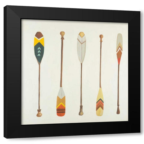 Canoe Paddles Black Modern Wood Framed Art Print with Double Matting by Atelier B Art Studio