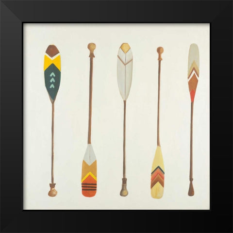 Canoe Paddles Black Modern Wood Framed Art Print by Atelier B Art Studio