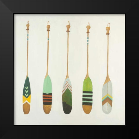 Colorful Nautical Oars Black Modern Wood Framed Art Print by Atelier B Art Studio
