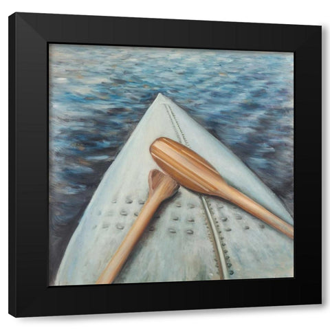 Canoe Adventure Paddle Black Modern Wood Framed Art Print with Double Matting by Atelier B Art Studio