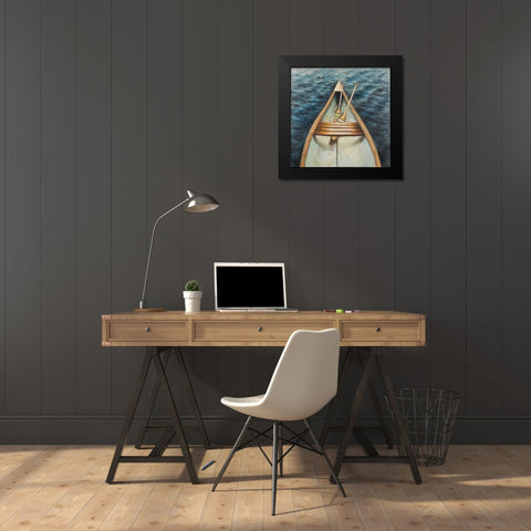 Canoeing on the Lake Black Modern Wood Framed Art Print by Atelier B Art Studio