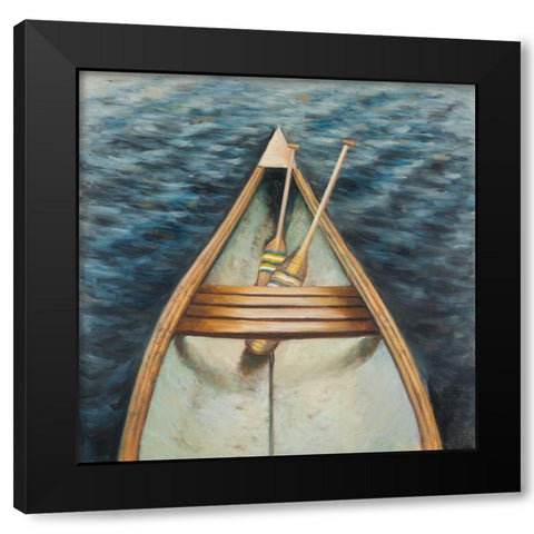 Canoeing on the Lake Black Modern Wood Framed Art Print with Double Matting by Atelier B Art Studio