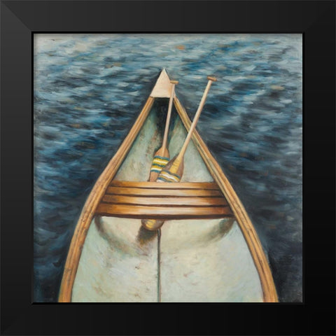 Canoeing on the Lake Black Modern Wood Framed Art Print by Atelier B Art Studio