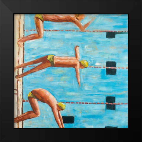 SWIMMERS Black Modern Wood Framed Art Print by Atelier B Art Studio