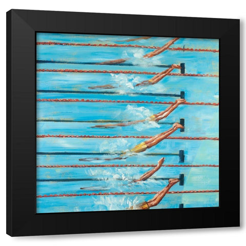 NAGEURS OLYMPIQUE Black Modern Wood Framed Art Print with Double Matting by Atelier B Art Studio
