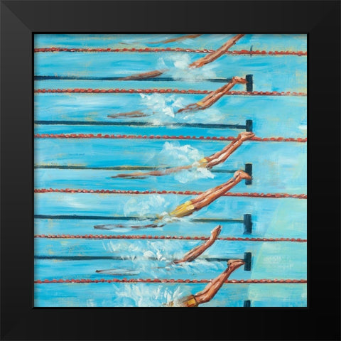 NAGEURS OLYMPIQUE Black Modern Wood Framed Art Print by Atelier B Art Studio