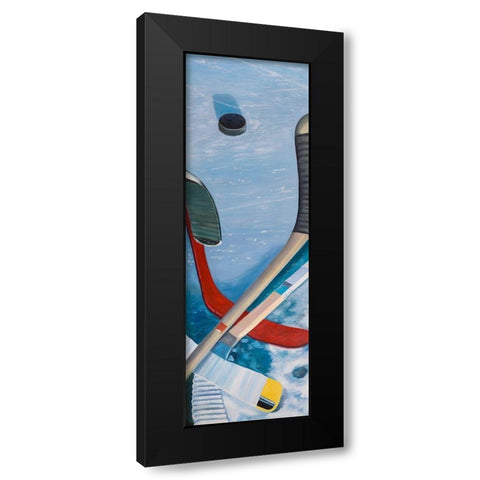 HOCKEY STICKS ON ICE Black Modern Wood Framed Art Print with Double Matting by Atelier B Art Studio