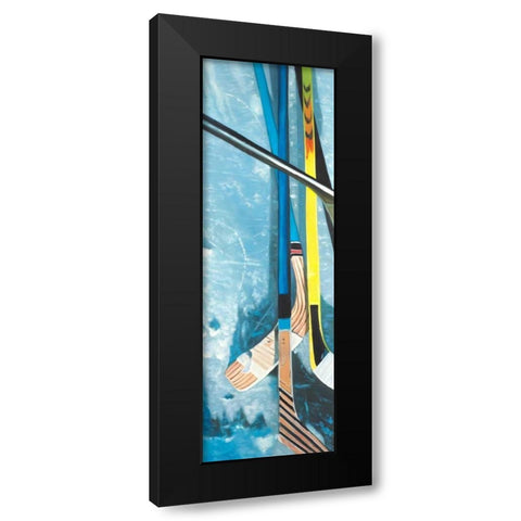 Hockey Sticks on Ice Black Modern Wood Framed Art Print with Double Matting by Atelier B Art Studio