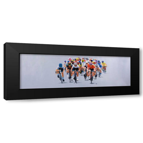 Cycling Competition Black Modern Wood Framed Art Print with Double Matting by Atelier B Art Studio