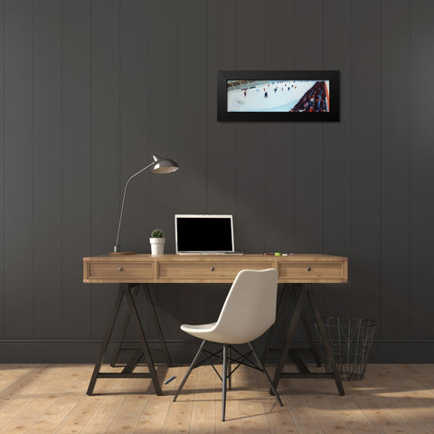 Game of Hockey Black Modern Wood Framed Art Print by Atelier B Art Studio