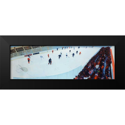 Game of Hockey Black Modern Wood Framed Art Print by Atelier B Art Studio