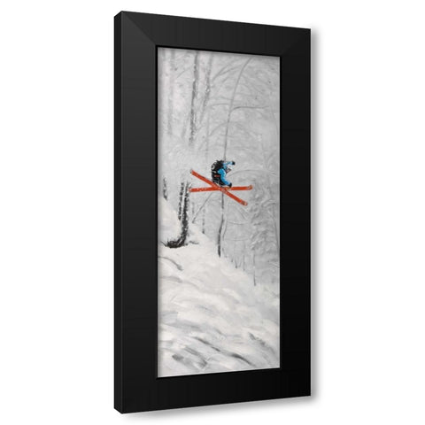 Man Skiing in Steep Offpiste Terrain Black Modern Wood Framed Art Print with Double Matting by Atelier B Art Studio