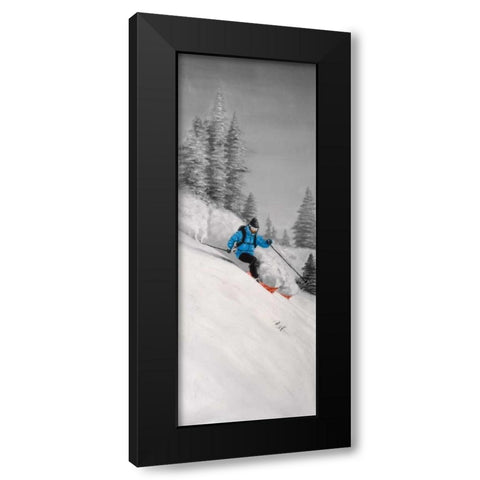 Man Skiing in Mountain Black Modern Wood Framed Art Print with Double Matting by Atelier B Art Studio