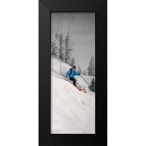 Man Skiing in Mountain Black Modern Wood Framed Art Print by Atelier B Art Studio