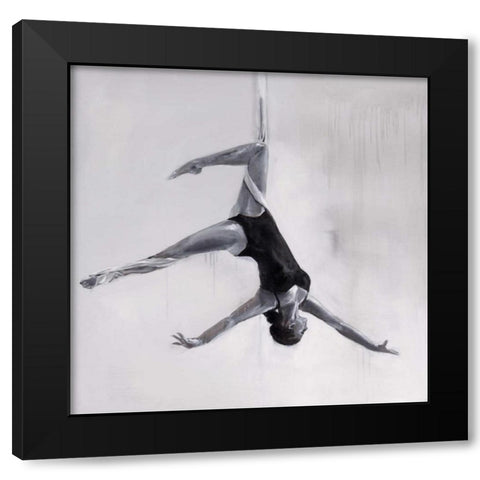 Woman Dancer on Aerial Silks Black Modern Wood Framed Art Print with Double Matting by Atelier B Art Studio