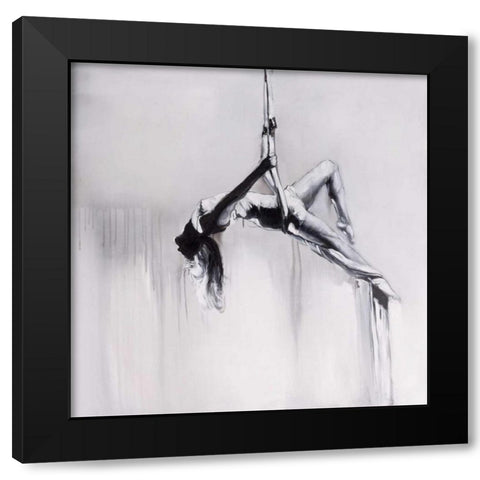 Woman Dancer on Aerial Contortion Black Modern Wood Framed Art Print by Atelier B Art Studio