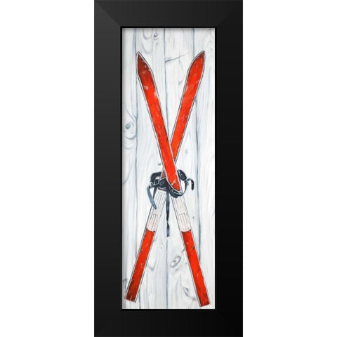 Vintage Red Ski Black Modern Wood Framed Art Print by Atelier B Art Studio
