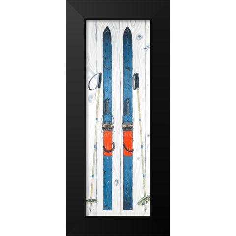 Vintage Blue Ski Black Modern Wood Framed Art Print by Atelier B Art Studio