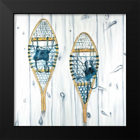 Set of Vintage Wood Snowshoes Black Modern Wood Framed Art Print by Atelier B Art Studio