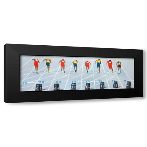 Race of 10 meters Black Modern Wood Framed Art Print with Double Matting by Atelier B Art Studio