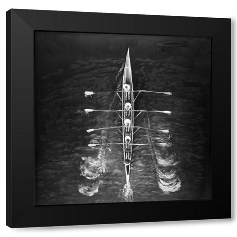 Rowing Boat Black Modern Wood Framed Art Print by Atelier B Art Studio