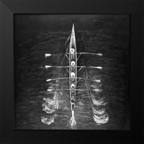 Rowing Boat Black Modern Wood Framed Art Print by Atelier B Art Studio
