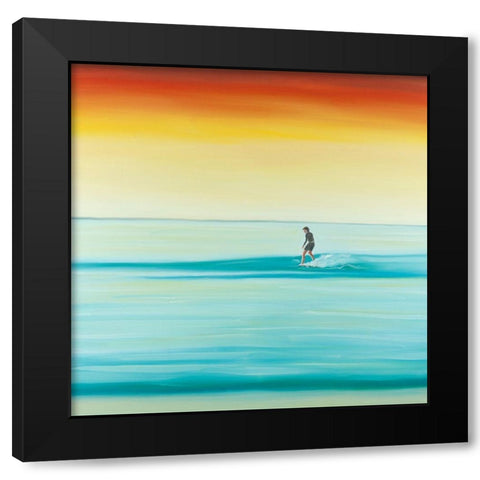 A Surfer by Dawn Black Modern Wood Framed Art Print with Double Matting by Atelier B Art Studio
