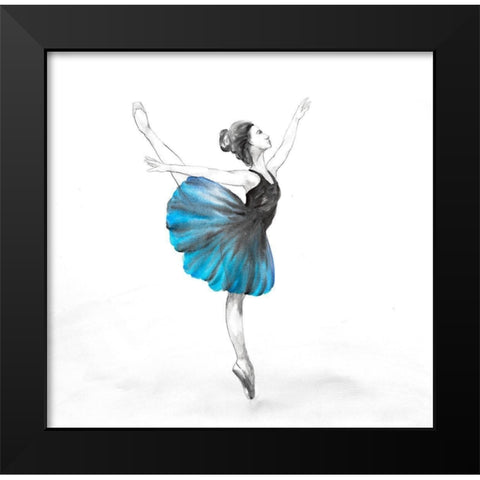 Small Blue Ballerina Black Modern Wood Framed Art Print by Atelier B Art Studio