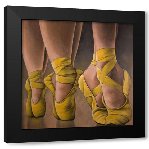 SYNCHRONIZED BALLERINAS Black Modern Wood Framed Art Print with Double Matting by Atelier B Art Studio